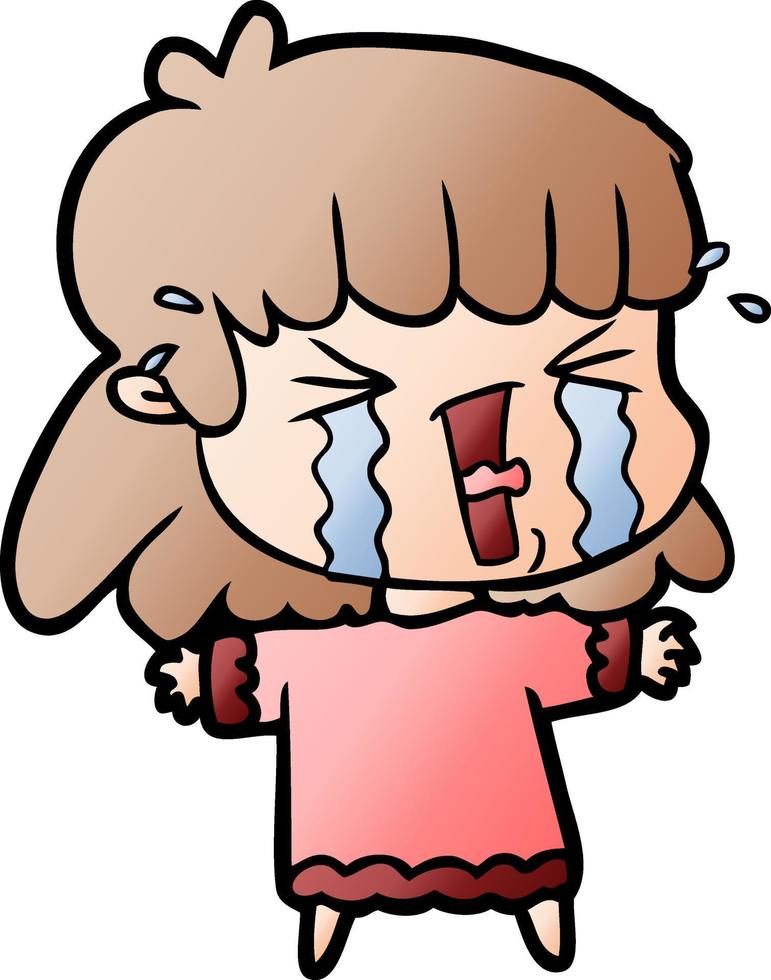 cartoon woman in tears vector