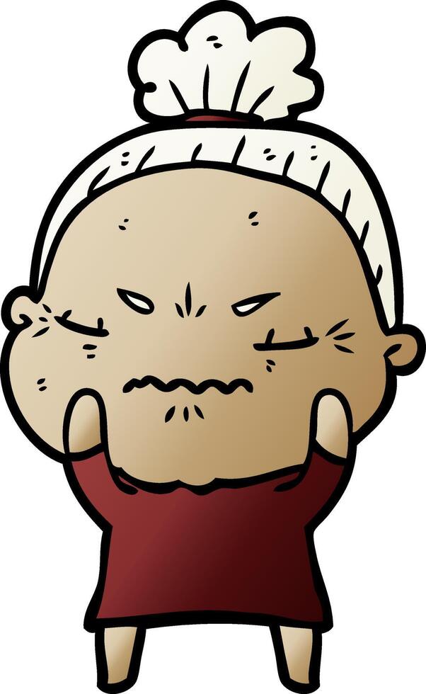 cartoon annoyed old lady vector