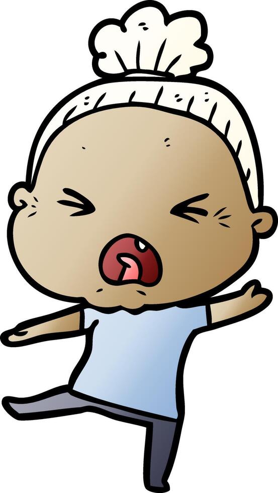 cartoon angry old woman vector
