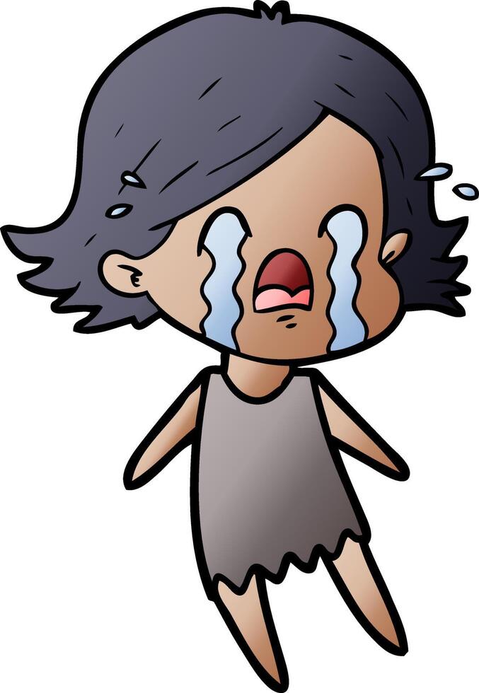 cartoon woman crying vector