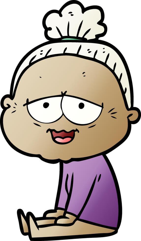 cartoon happy old lady vector