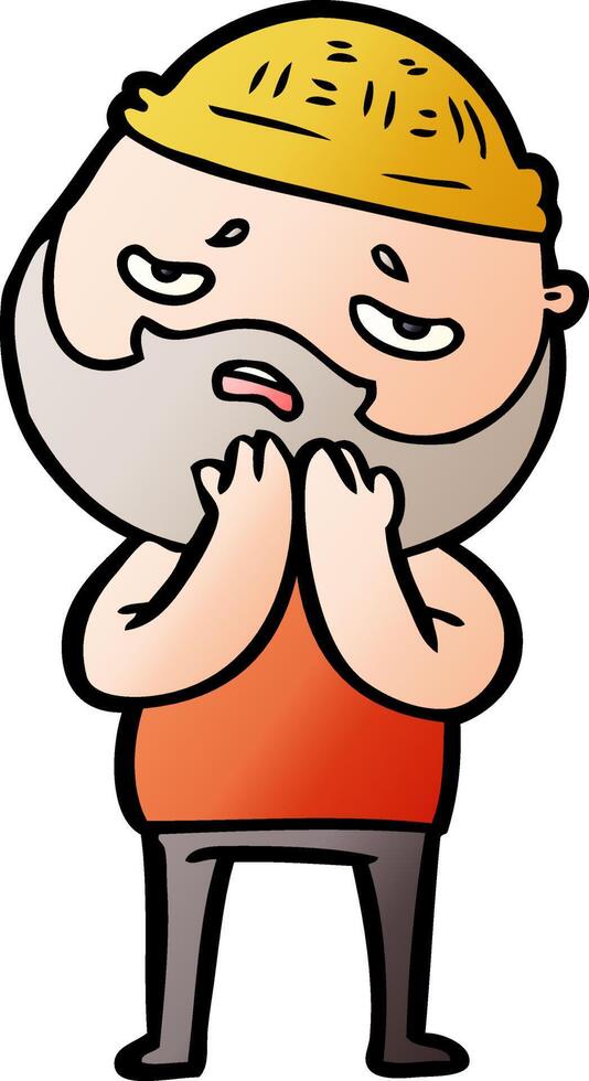 cartoon worried man with beard vector