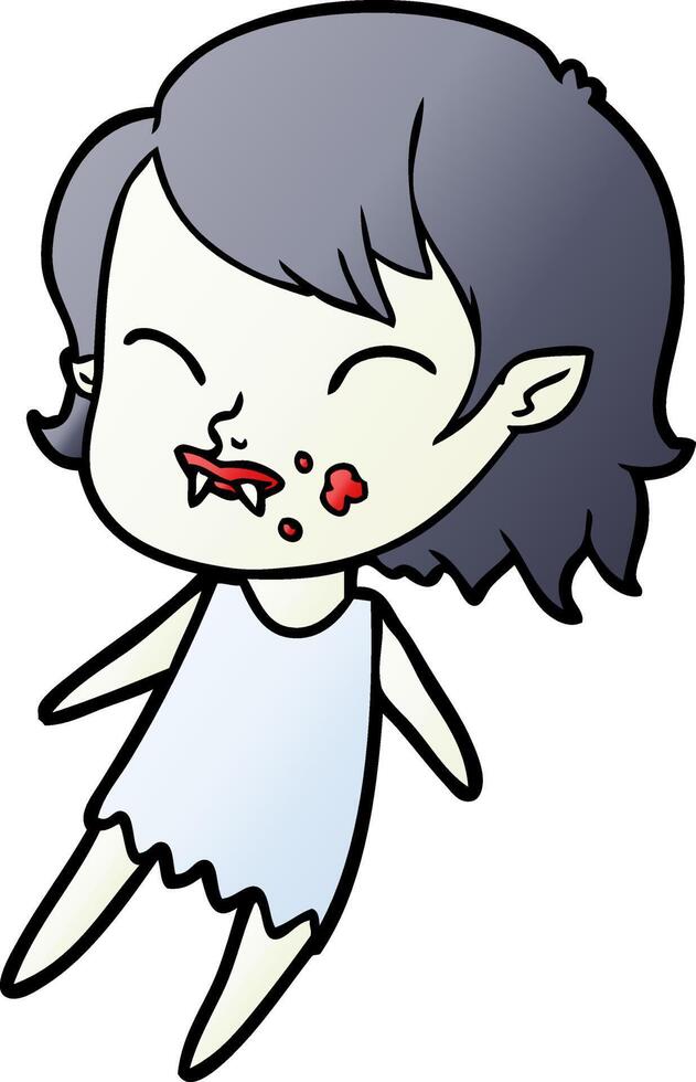 cartoon vampire girl with blood on cheek vector