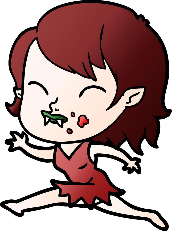 cartoon vampire girl with blood on cheek vector