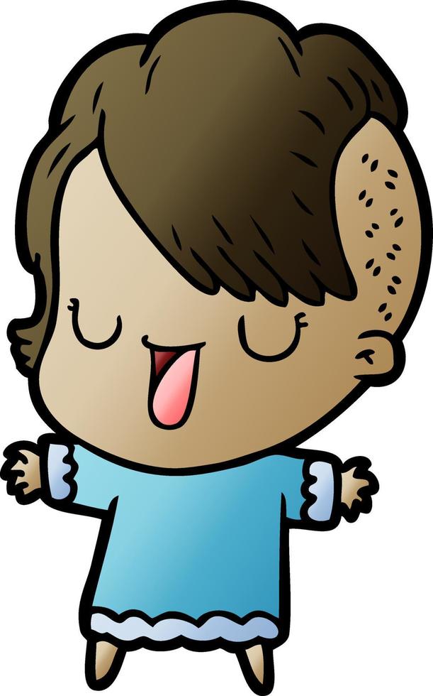 cute cartoon girl with hipster haircut vector