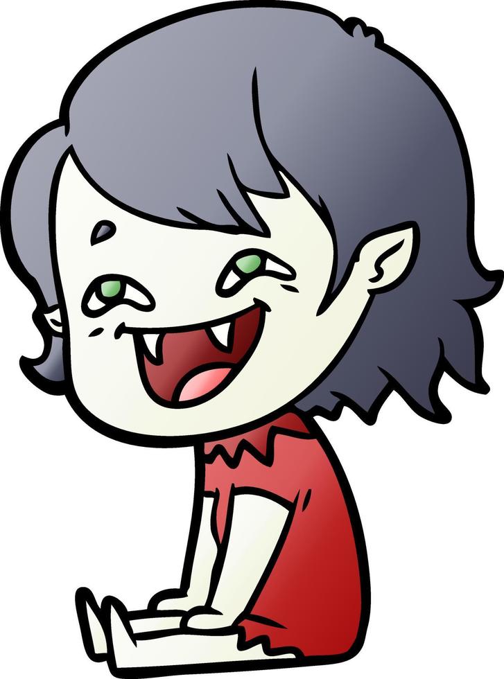 caricatura, reír, vampiro, niña vector