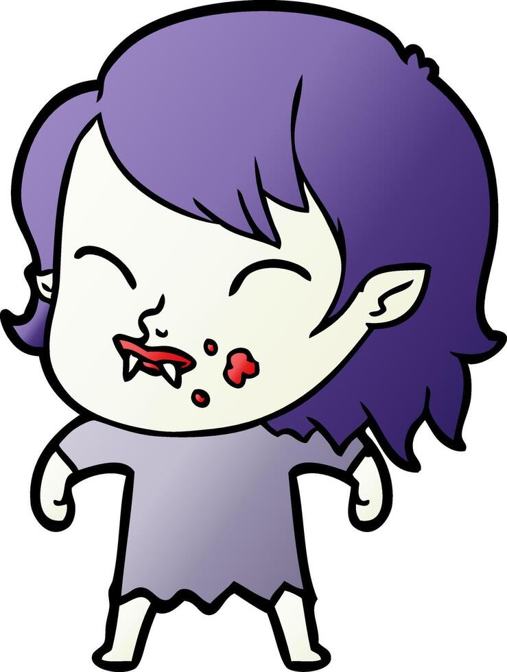 cartoon vampire girl with blood on cheek vector