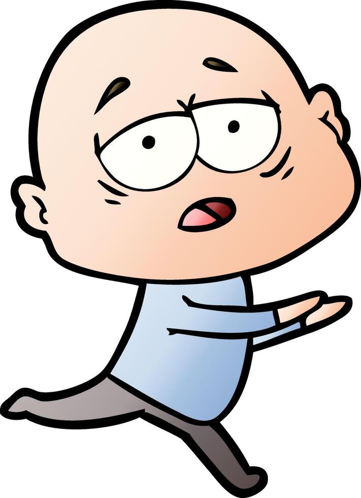 cartoon tired bald man vector