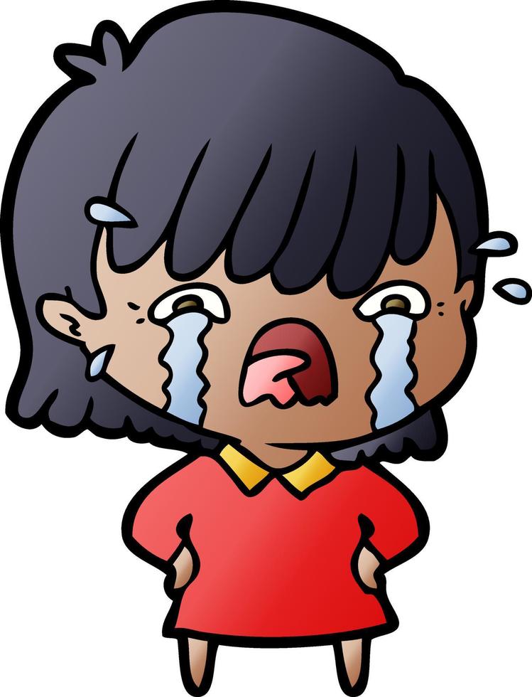 niña de dibujos animados llorando vector