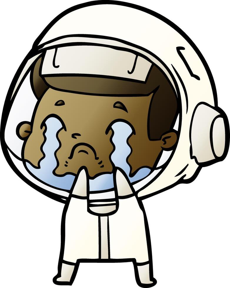 cartoon crying astronaut vector