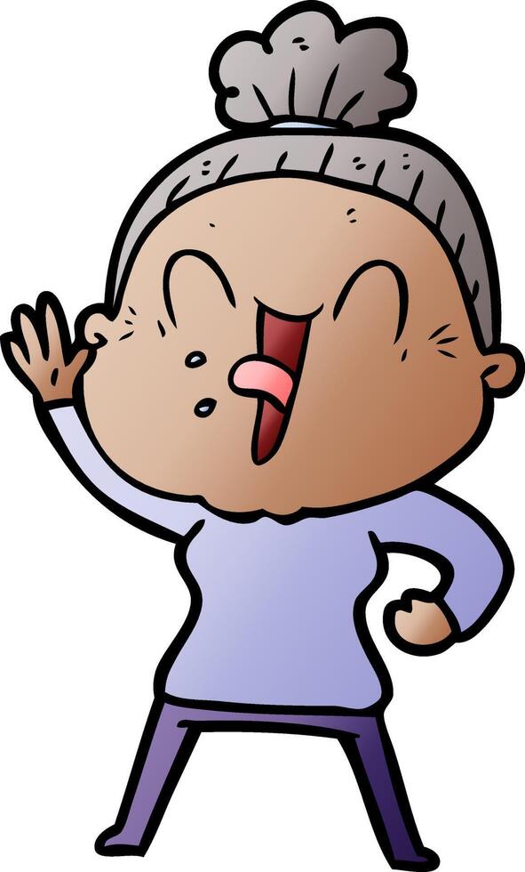 cartoon happy old woman vector
