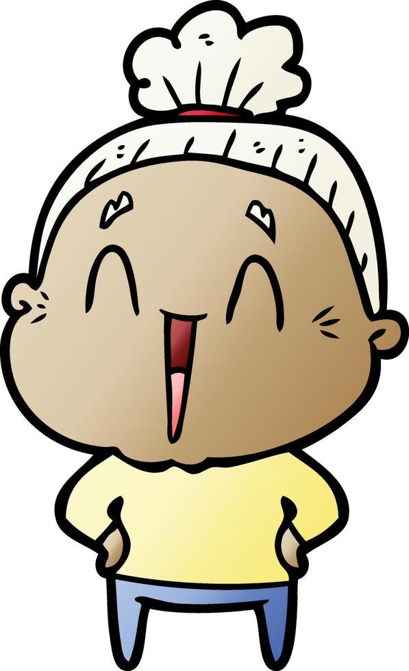 cartoon happy old lady vector