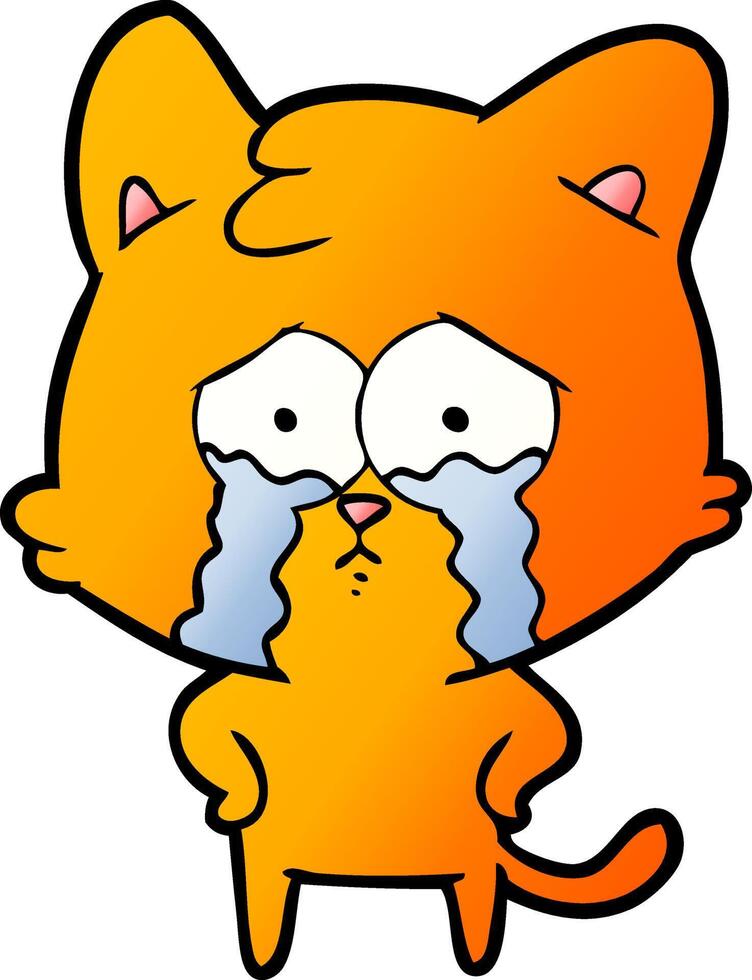 cartoon crying cat vector