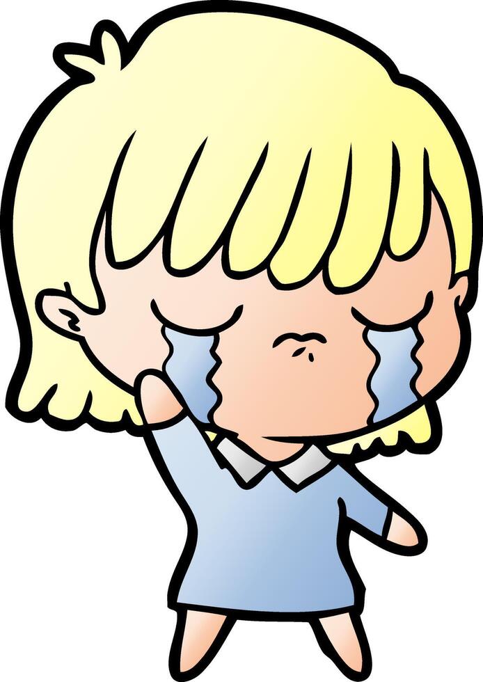 cartoon woman crying vector