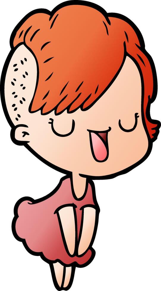 cute cartoon girl with hipster haircut vector