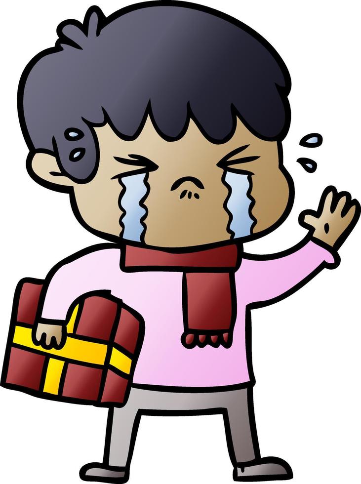 crying boy cartoon vector