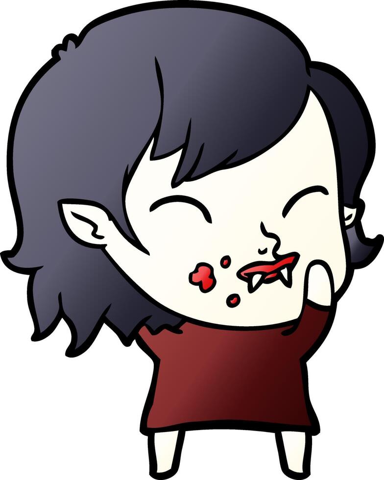 cartoon vampire girl with blood on cheek vector