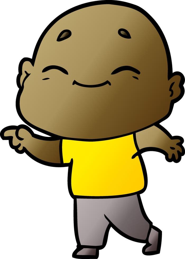 cartoon happy bald man vector