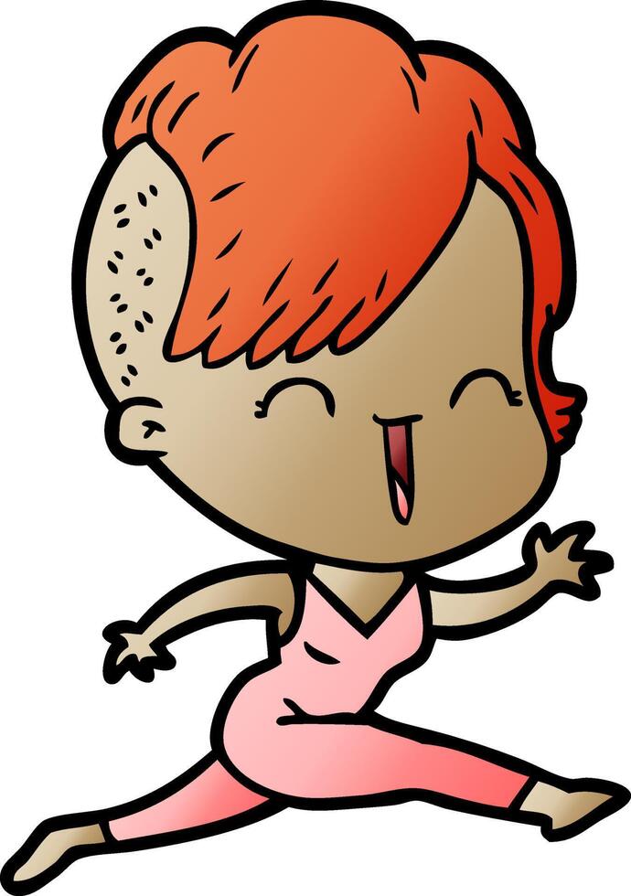 cartoon happy hipster girl vector