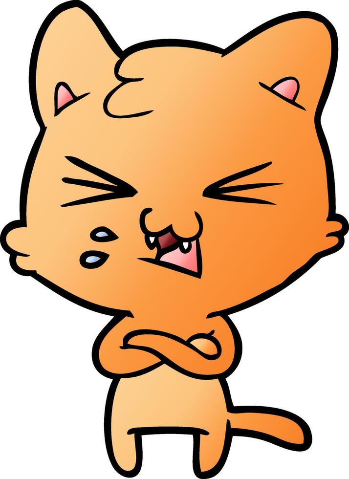 cartoon cat hissing vector