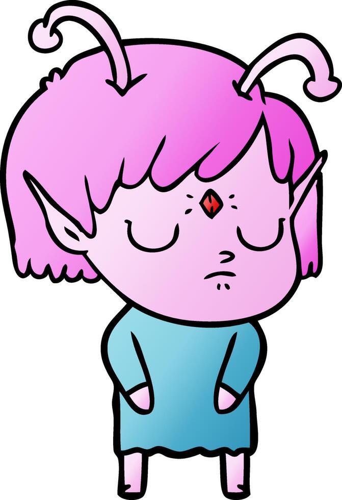 cartoon alien girl vector