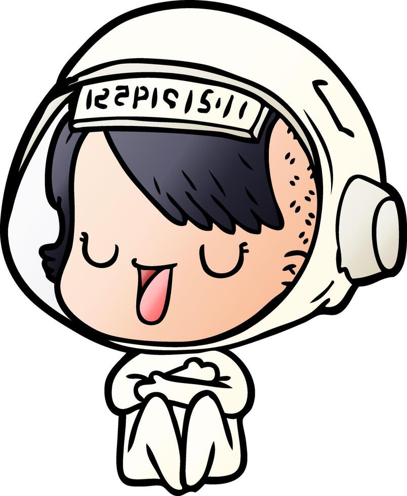 cartoon astronaut woman vector