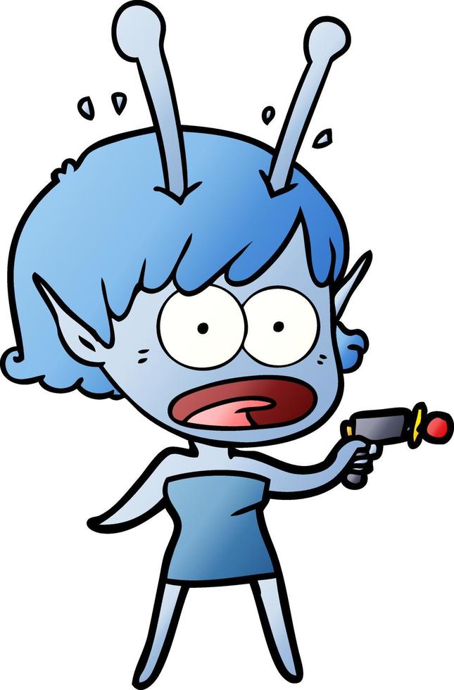 cartoon shocked alien girl vector