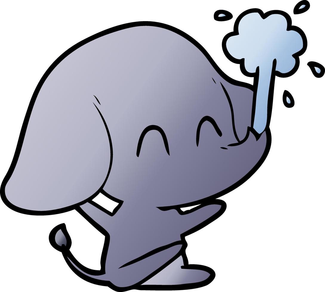 lindo elefante de dibujos animados arrojando agua vector