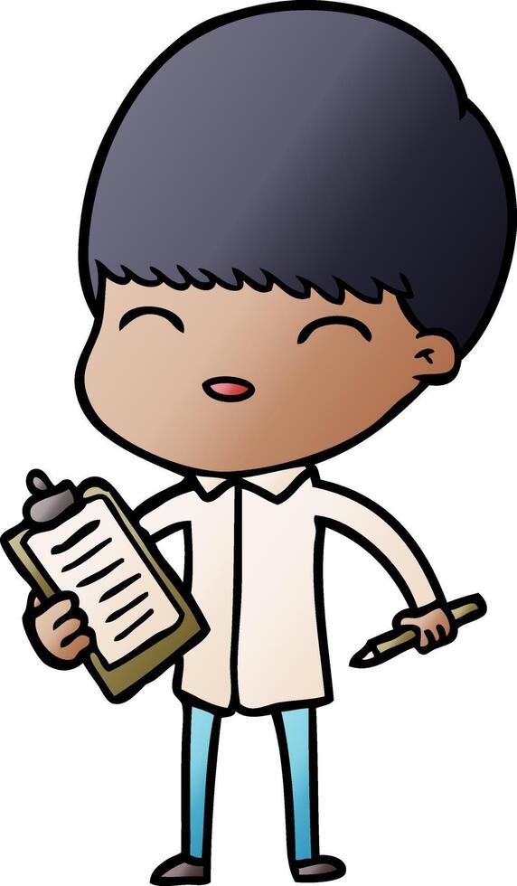 cartoon boy taking notes vector