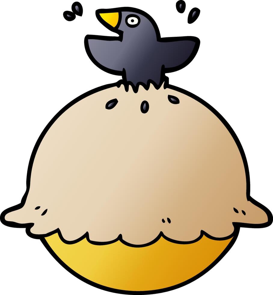 cartoon blackbird in a pie vector