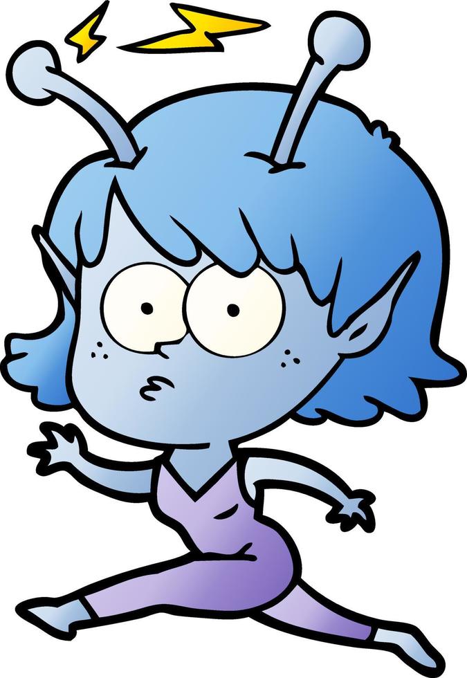 cartoon alien girl vector