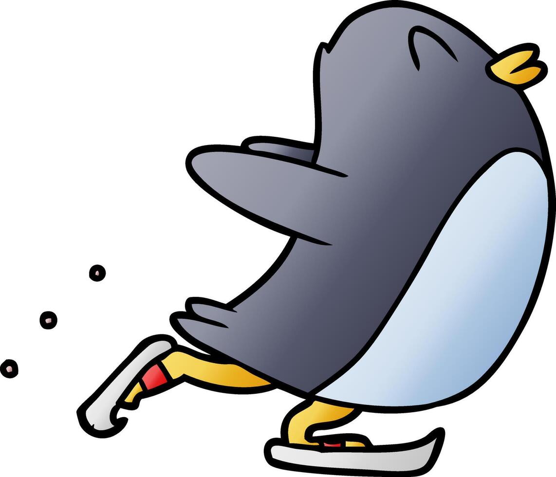 cartoon penguin ice skating vector