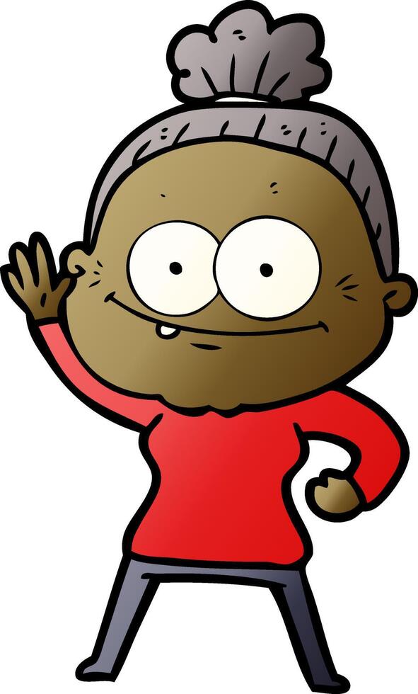 cartoon happy old woman vector
