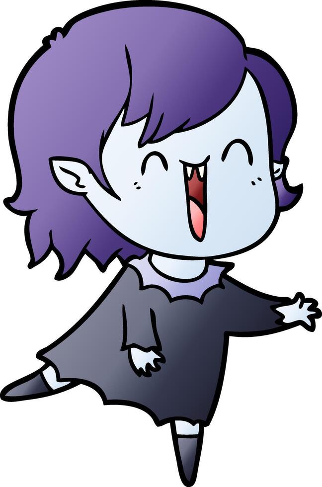 cute cartoon happy vampire girl vector