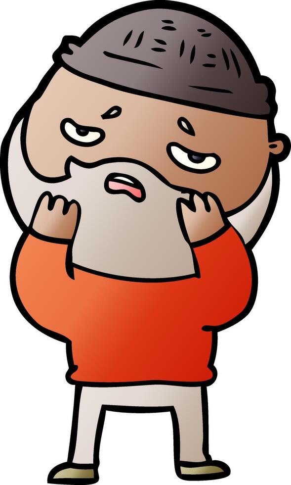 cartoon worried man with beard vector
