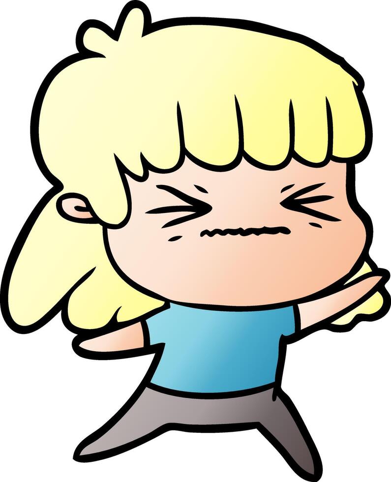 cartoon angry girl vector