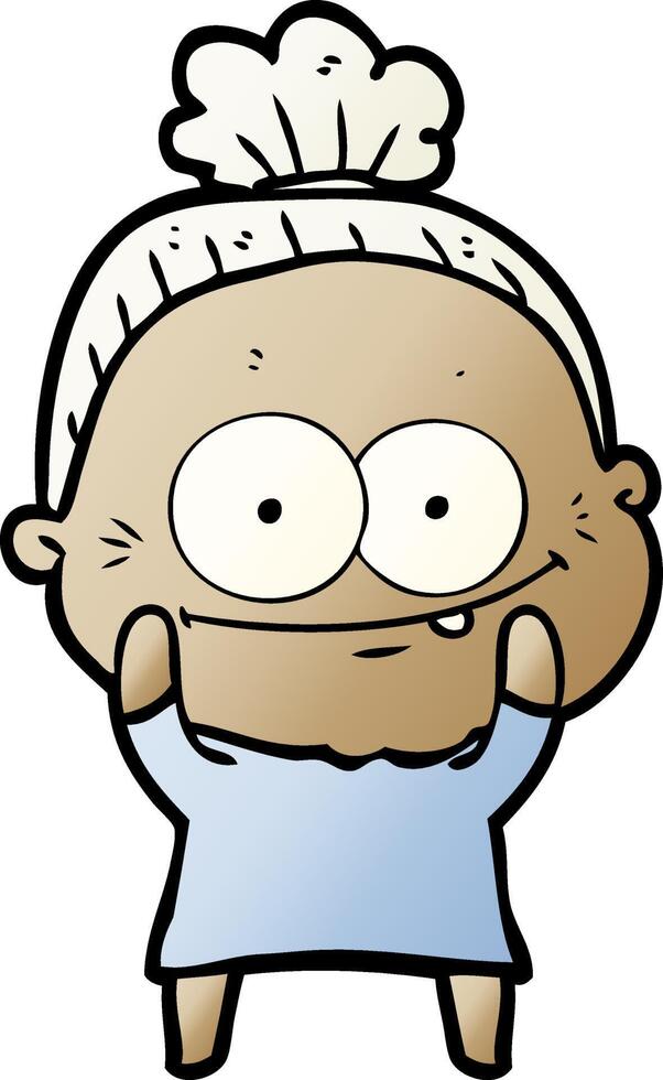cartoon happy old woman vector