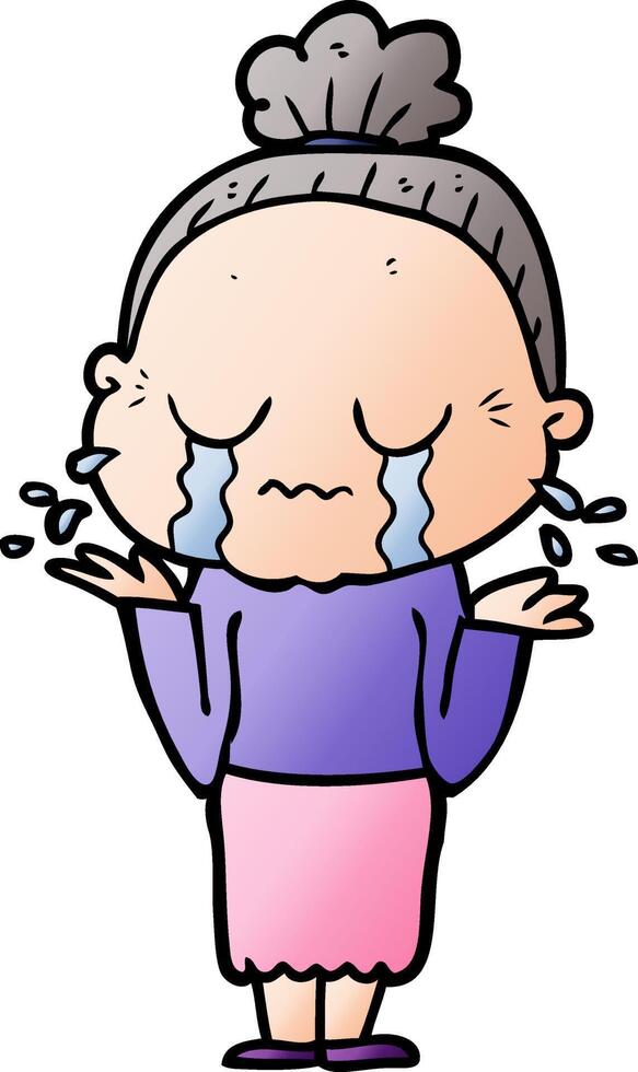 cartoon crying old lady vector