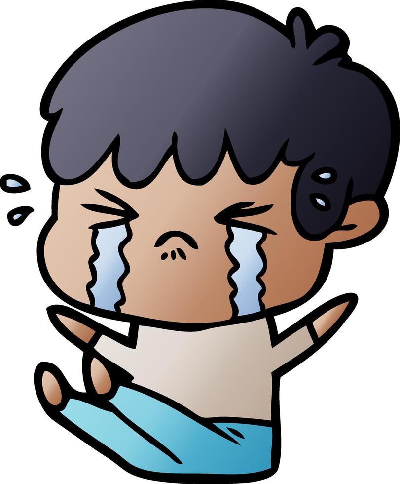 cartoon boy crying vector
