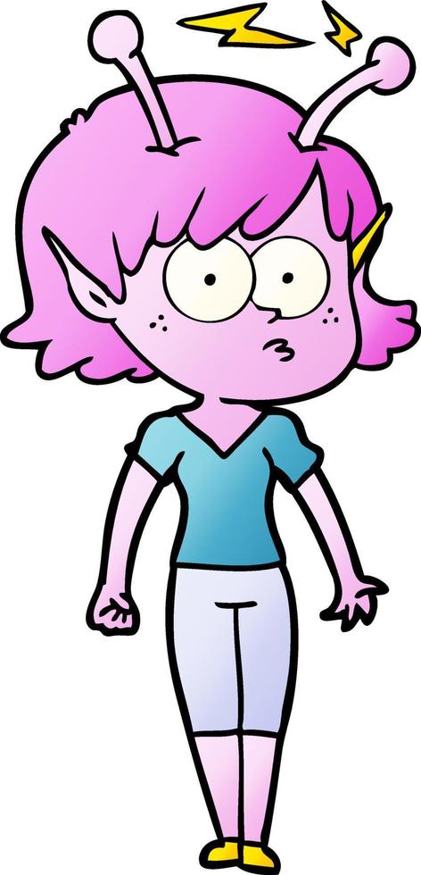 chica alienígena de dibujos animados vector