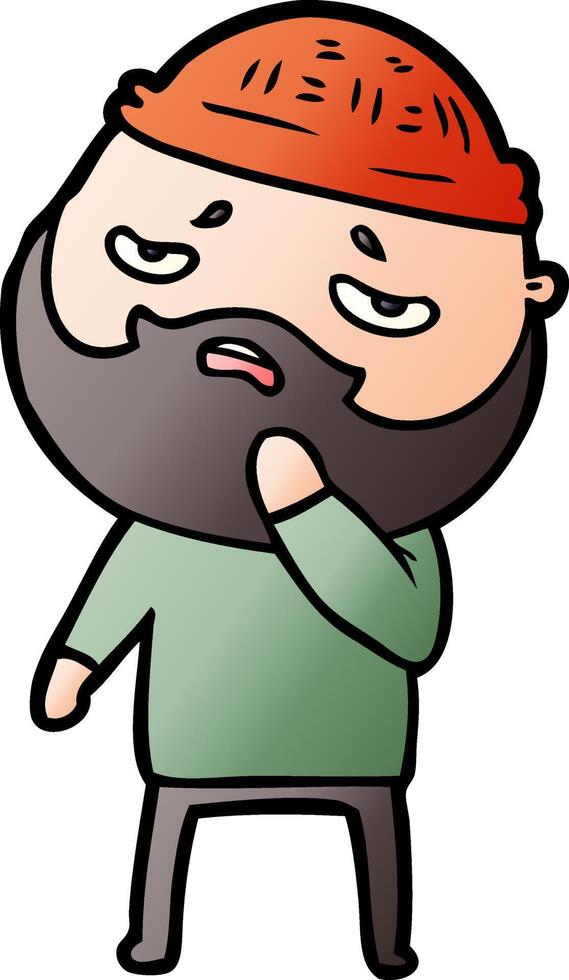 cartoon worried man with beard vector