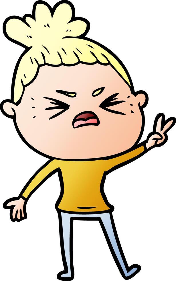 cartoon angry woman vector