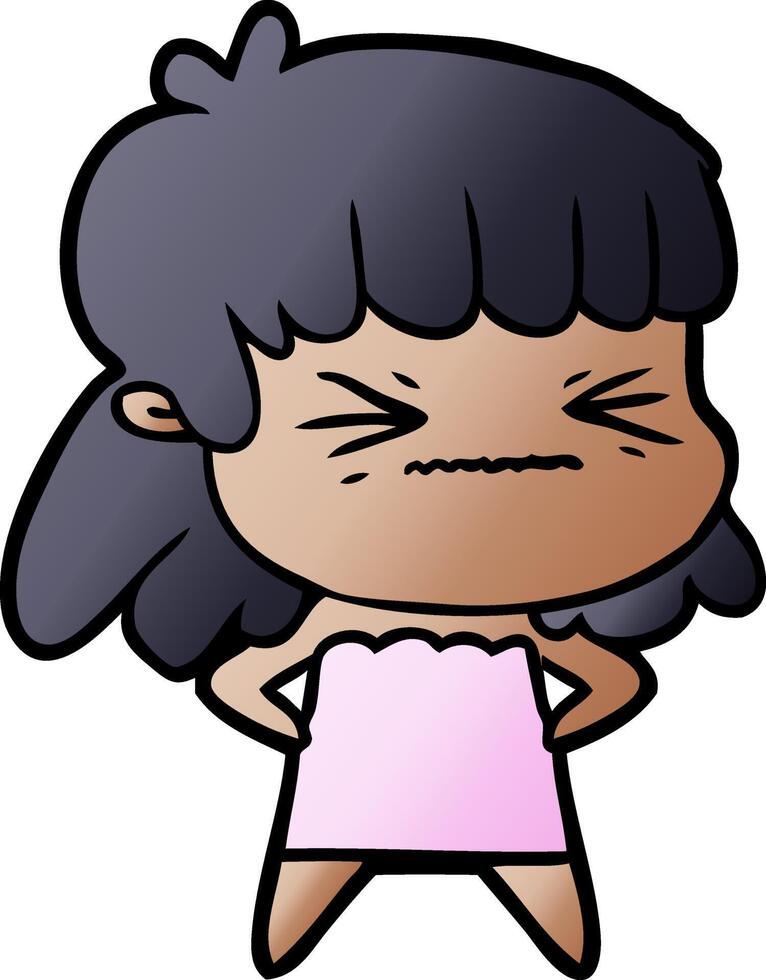 cartoon angry girl vector