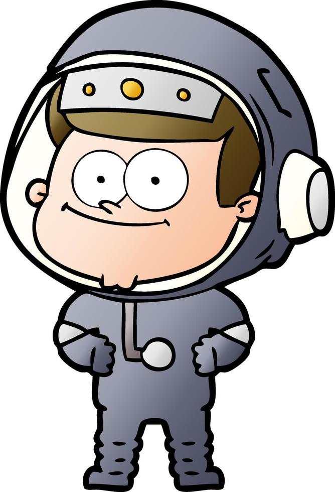 dibujos animados de astronauta feliz vector