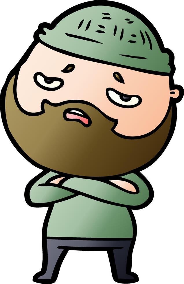 cartoon worried man with beard vector