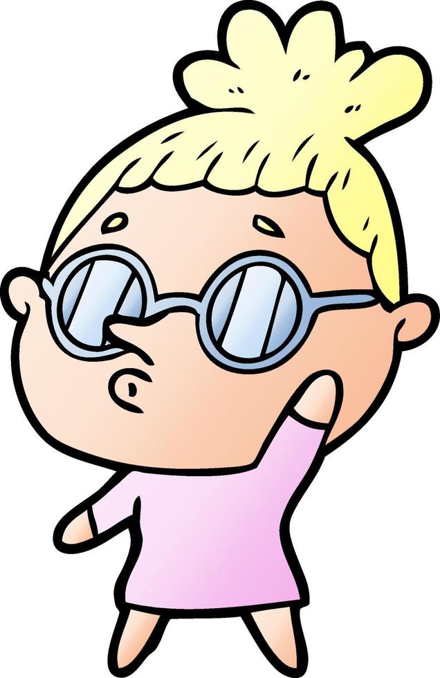 mujer de dibujos animados con gafas vector