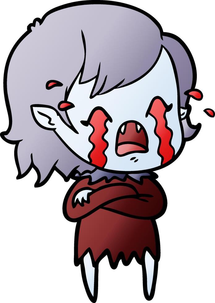 cartoon crying vampire girl vector
