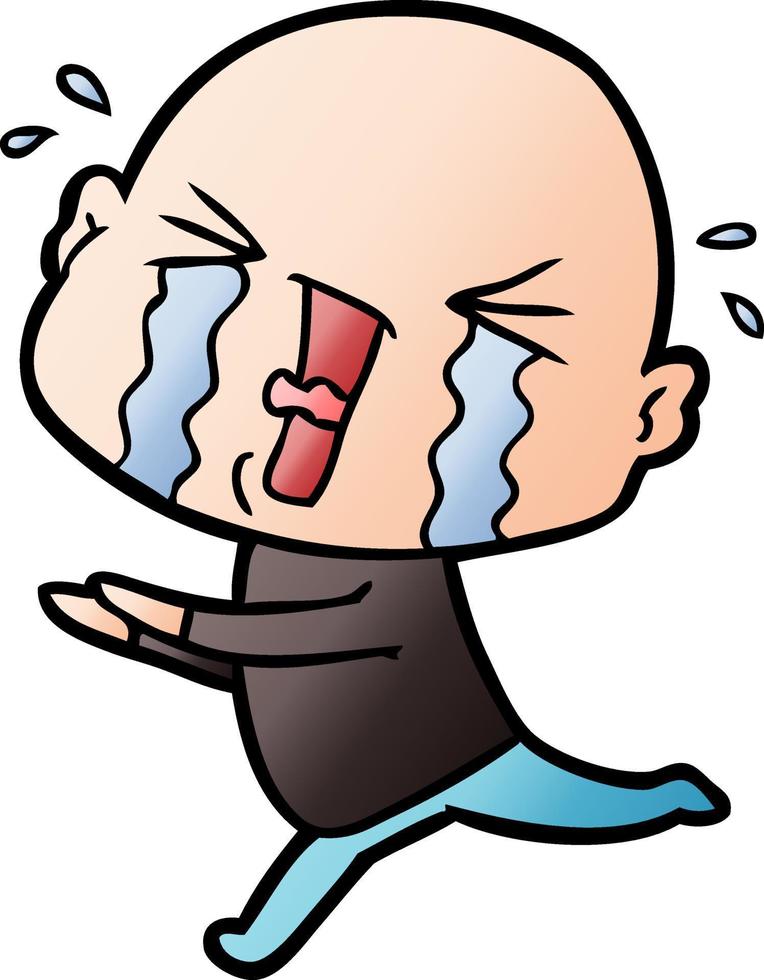 cartoon crying bald man vector