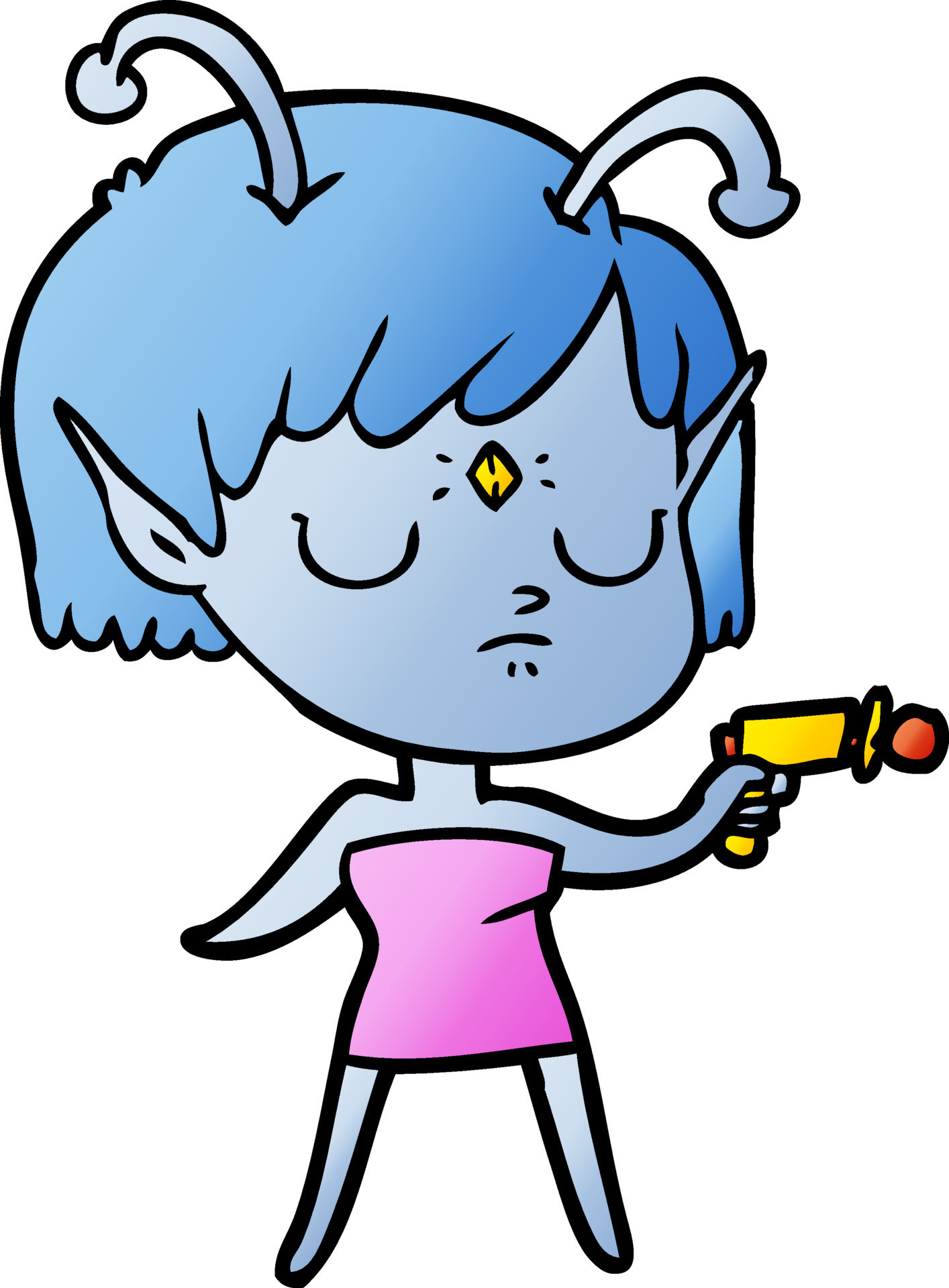 cartoon alien girl 12547327 Vector Art at Vecteezy