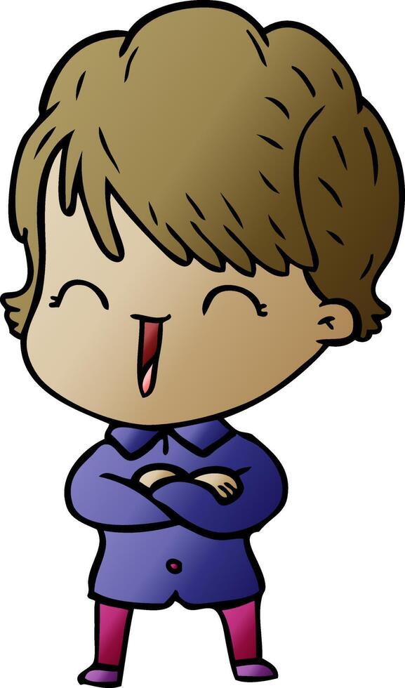 cartoon laughing woman vector